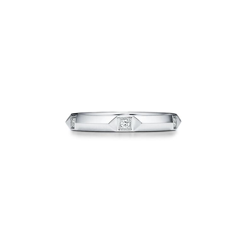 Tiffany True&trade; band ring in platinum with diamonds, 2.5 mm wide. - Size 8, , hi-res