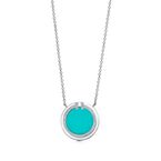Tiffany T diamond and turquoise circle pendant in 18k white gold