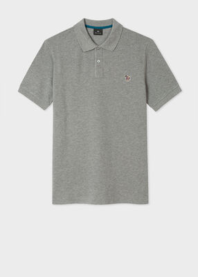 Men's Grey Marl Cotton-Piqu? Zebra Logo Polo Shirt