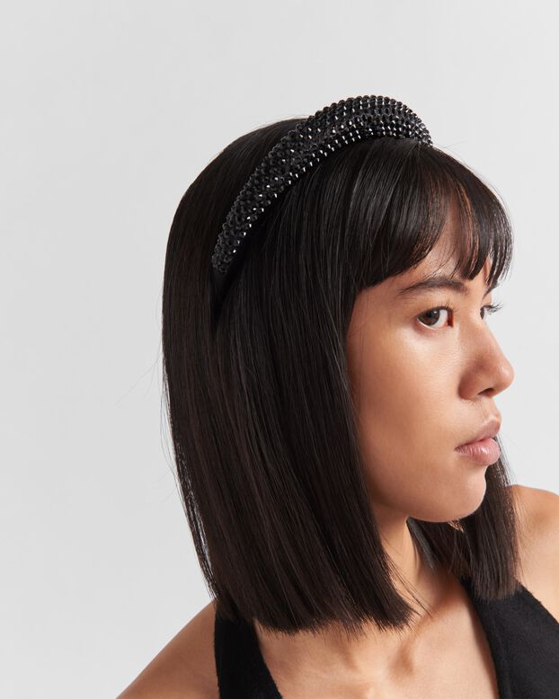 Satin hairband with crystals, , hi-res