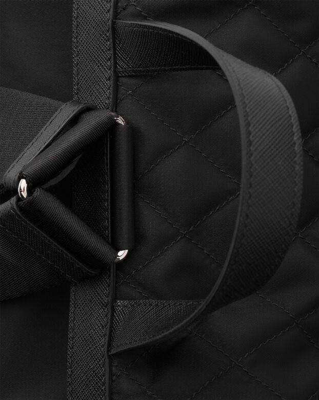 Re-Nylon and leather backpack, , hi-res