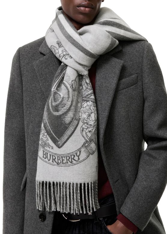 Reversible Etched Knight Cashmere Scarf, , hi-res