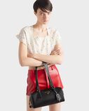 Re-Nylon and leather medium top-handle bag with padlock, , hi-res