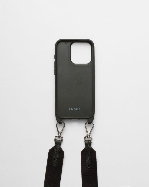 Saffiano leather cover for iPhone 15 Pro, , hi-res