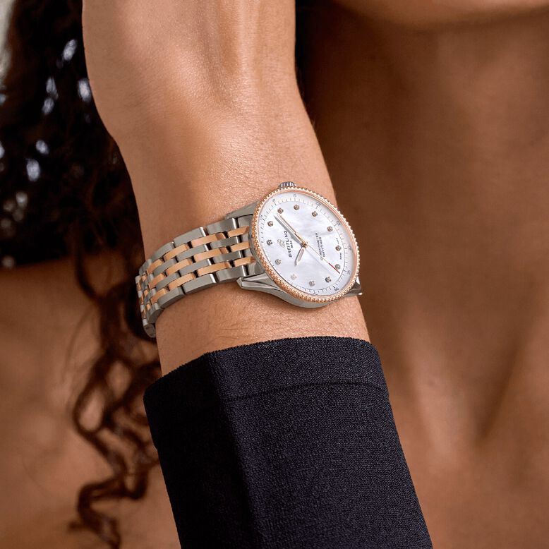 Navitimer 32mm Ladies Watch White Mother Of Pearl Stainless Steel and 18k Red Gold, , hi-res
