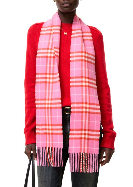 Narrow Check Cashmere Scarf, , hi-res