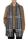 Reversible Check Wool Silk Scarf, , hi-res