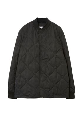 Quilted Check Nylon Bomber Jacket