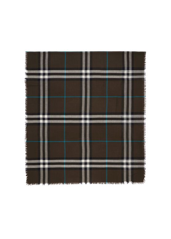 Wide Check Wool Scarf, , hi-res