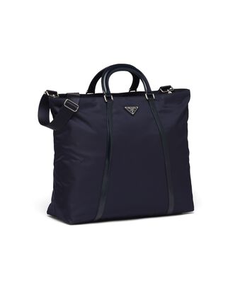 Large nylon and leather tote, , hi-res