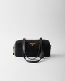 Re-Nylon and leather medium top-handle bag with padlock, , hi-res