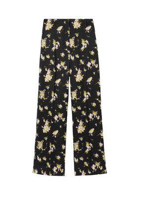 Floral Print Viscose Wide-leg Trousers