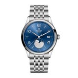 1926 Luna 39mm Mens Watch Steel Case Moon Phase Indicator Blue Dial, , hi-res