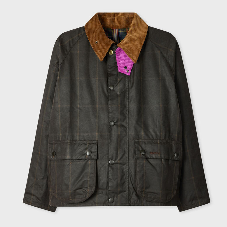 MEN BARBOUR BARK/RUST WINDOWPANE TRANSPORT WAX JKT, , hi-res