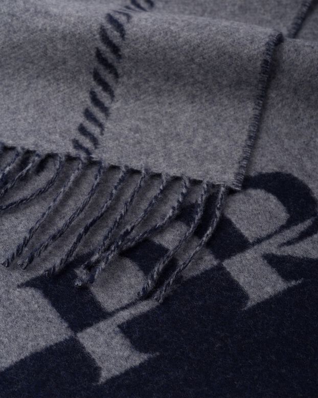 Small wool scarf with jacquard logo, , hi-res