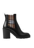 Check Panel Leather Ankle Boots, , hi-res