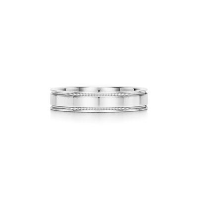 Tiffany Together Double Milgrain Band Ring in Platinum, 4 mm Wide - Size 7