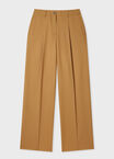 CAMEL WOOL HAPSACK PLEAT WIDE LEG TROUSER