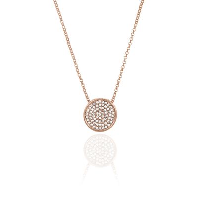 Cameo Rose Gold Pave Disc Necklace 
