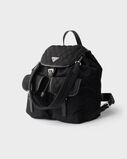 Re-Nylon and leather backpack, , hi-res