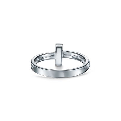 Tiffany T T1 Ring in White Gold with Diamonds, 2.5 mm Wide - Size 6, , hi-res
