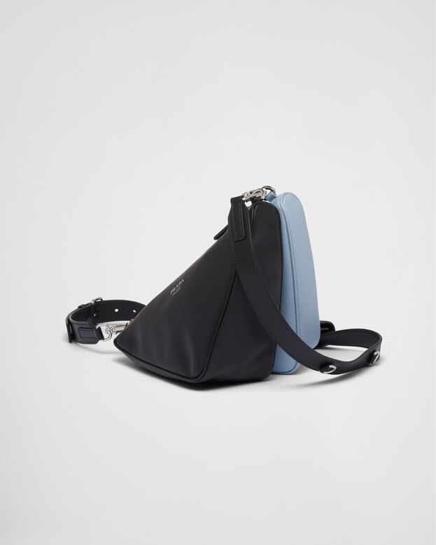 Saffiano leather and leather shoulder bag, , hi-res
