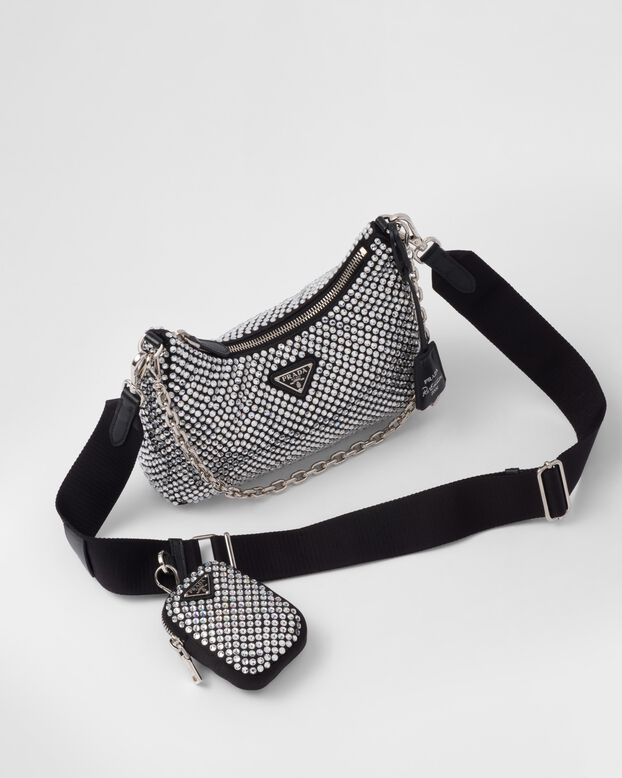 Prada Re-Edition 2005 satin bag with crystals, , hi-res