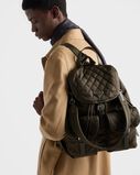 Re-Nylon and leather backpack, , hi-res