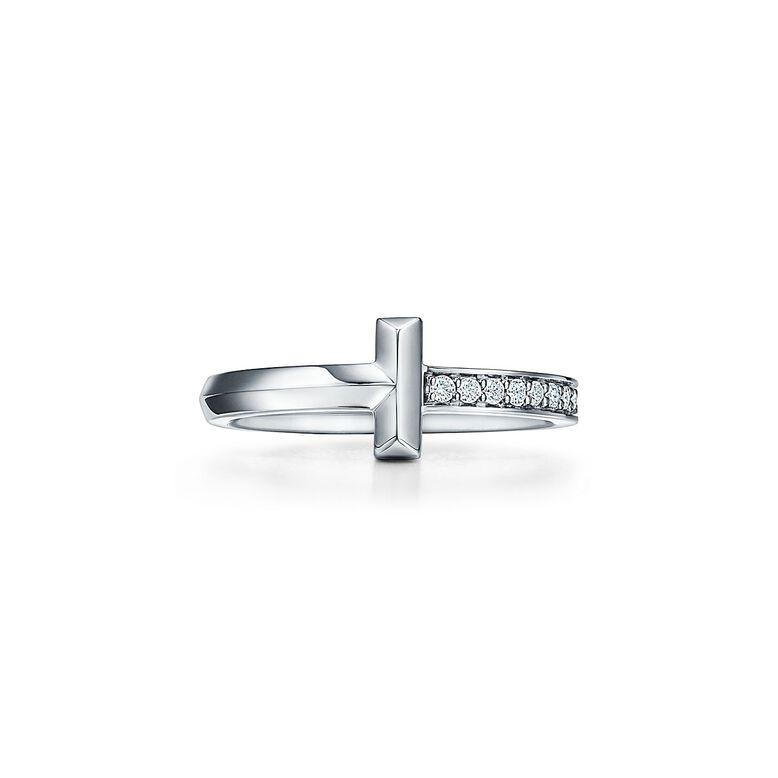 Tiffany T T1 Ring in White Gold with Diamonds - Size 7, , hi-res