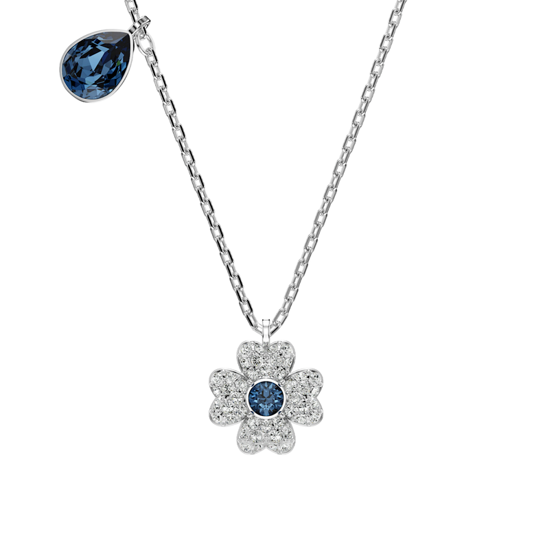 Symbolica Necklace Clover Blue Rhodium - SS Box, , hi-res