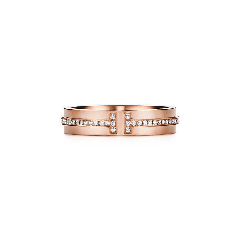 Tiffany T Narrow Diamond Ring in Rose Gold - Size 6, , hi-res