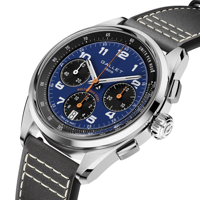 Multichron Sport Chronograph Automatic 41mm Unisex Watch Blue Dial Leather, , hi-res