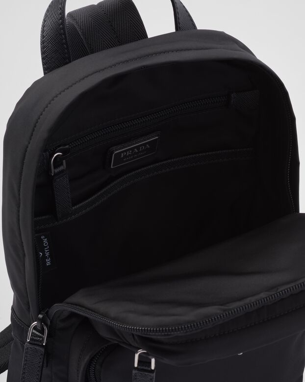 Re-Nylon and Saffiano leather backpack, , hi-res