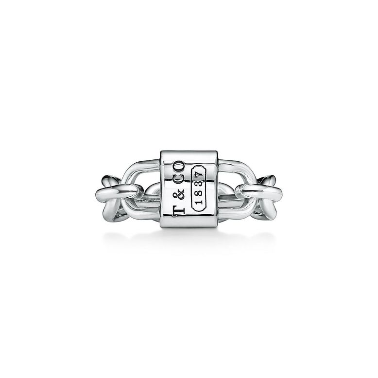 Tiffany 1837&trade; Small Double Lock Ring in Sterling Silver - Size 5, , hi-res