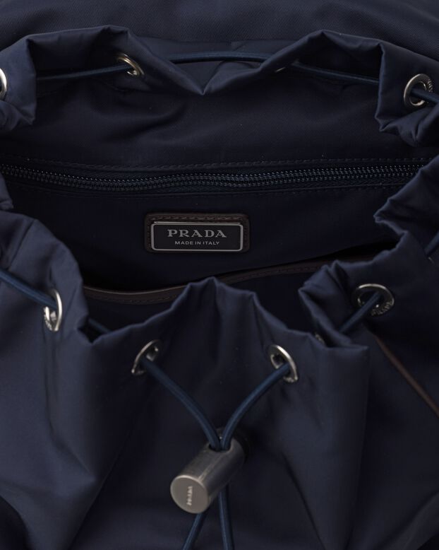 Re-Nylon and leather backpack, , hi-res