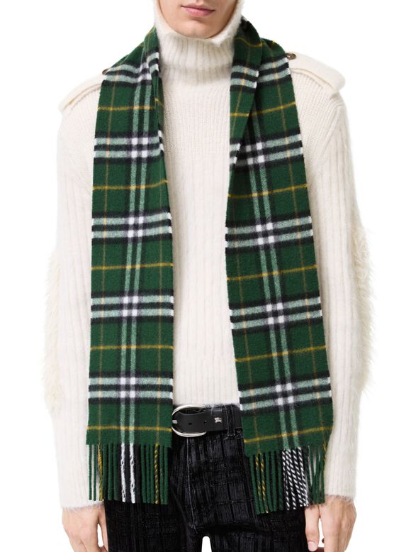 Narrow Check Cashmere Scarf, , hi-res