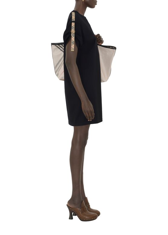 Check Trim Cotton T-shirt Dress, , hi-res