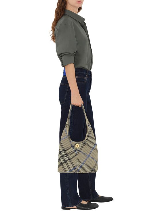 Small Check Knitted Shoulder Bag, , hi-res