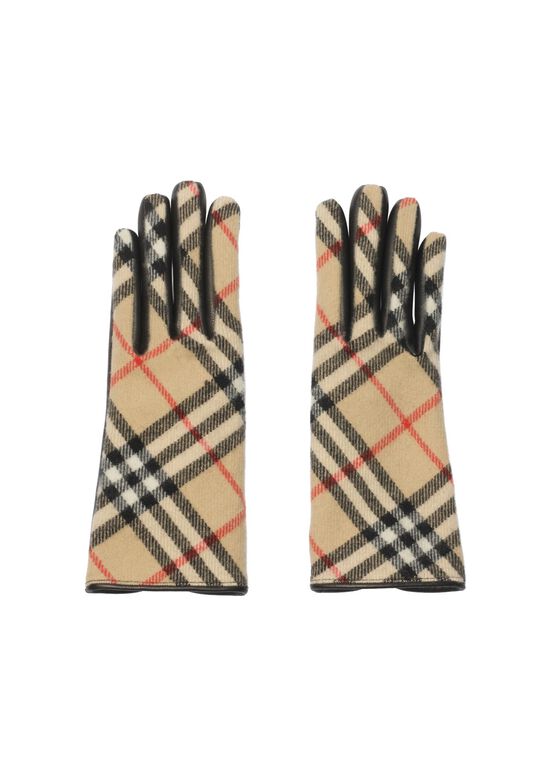 Check Wool Cashmere Gloves, , hi-res