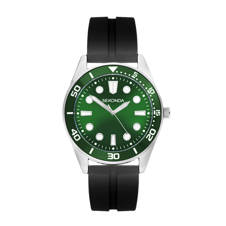 Men's Dive Watch Black Strap - Green, , hi-res