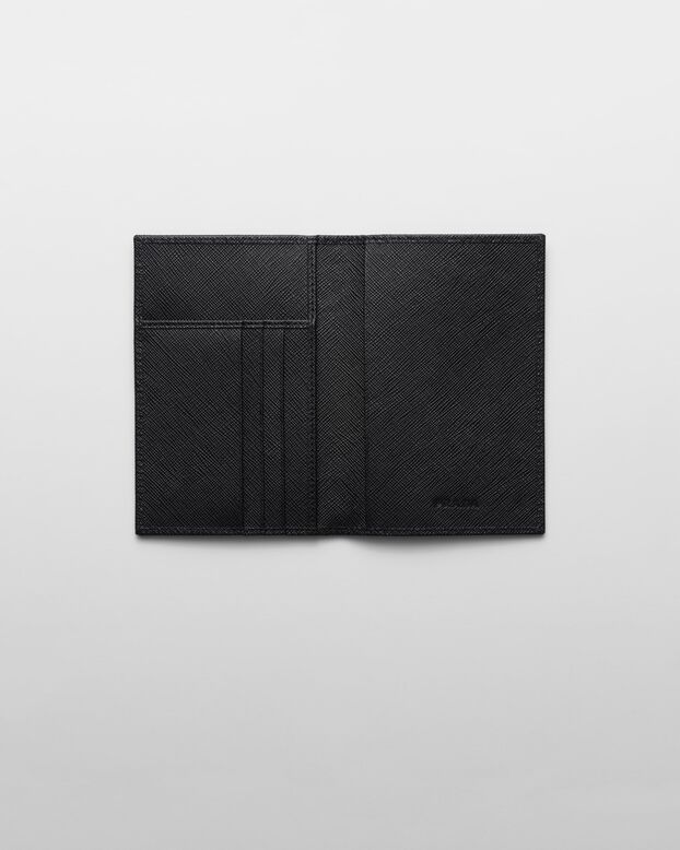 Re-Nylon and Saffiano leather passport holder, , hi-res