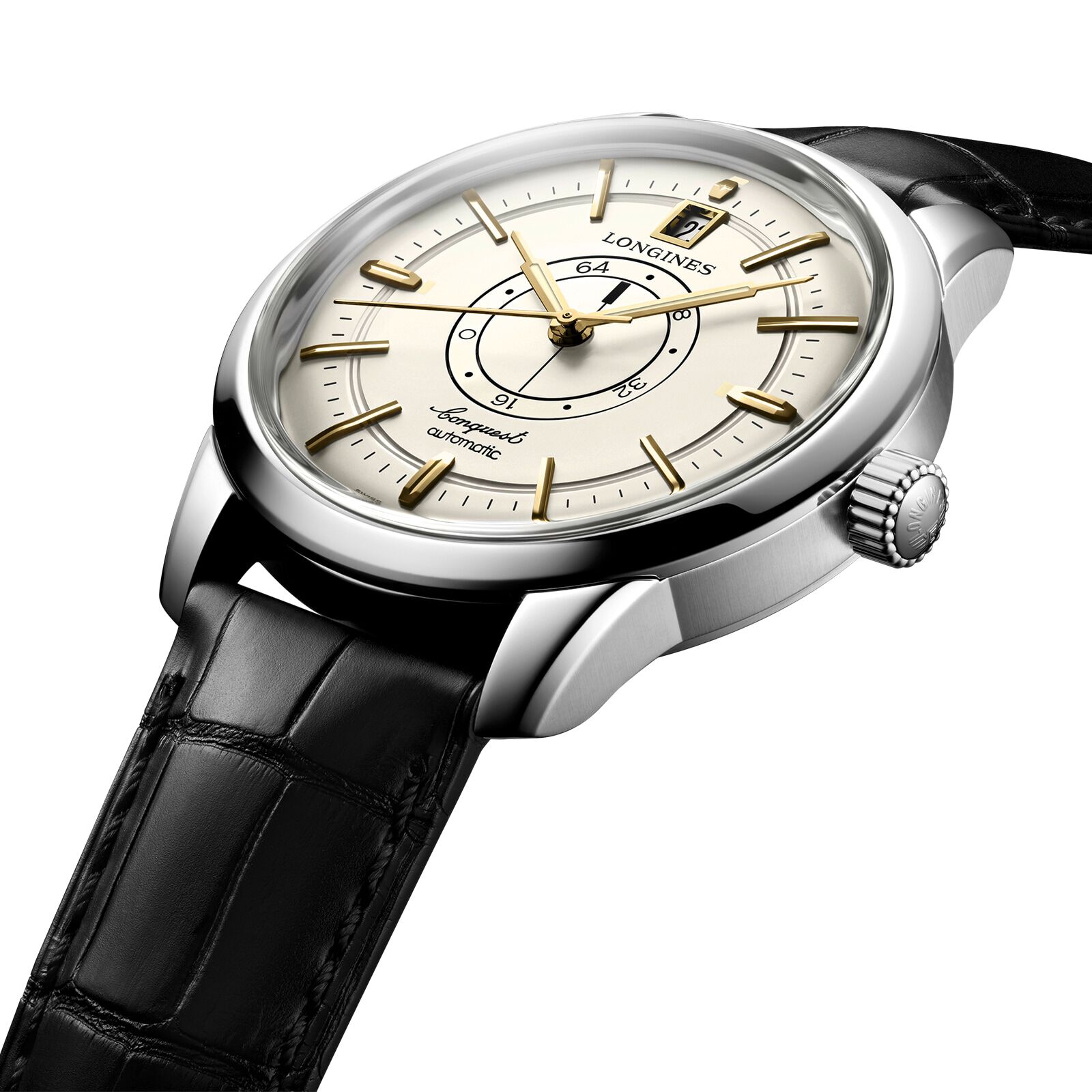 Longines Conquest Heritage Central Power Reserve 38mm Mens Watch Cream Fine Watches Heathrow Reserve Collect