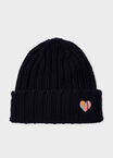 SWIRL HEART NAVY KNIT BEANIE