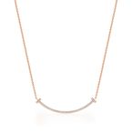 Tiffany T Smile Pendant in Rose Gold with Diamonds, Small, , hi-res
