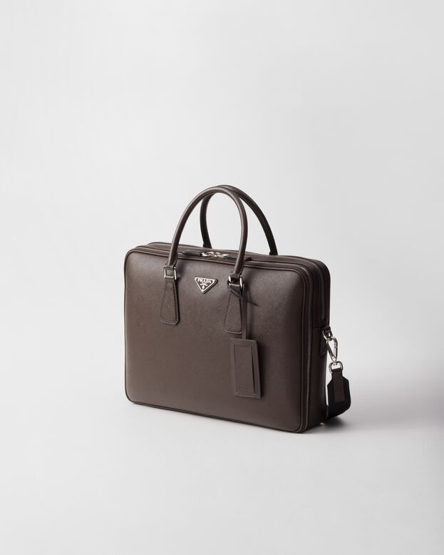 Saffiano leather briefcase, , hi-res
