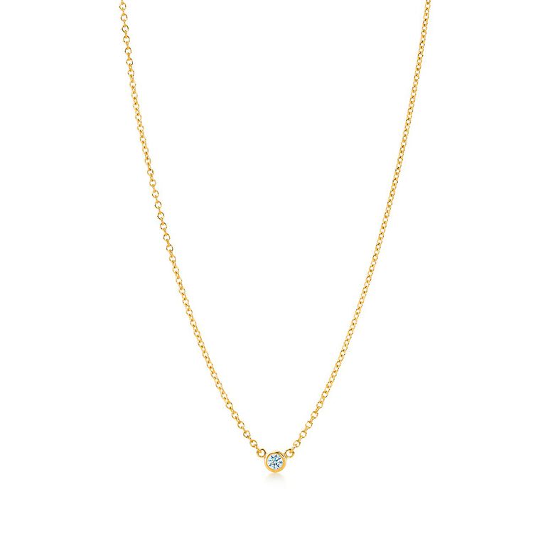 Elsa Peretti&reg; Diamonds by the Yard&reg; Single Diamond Pendant in Yellow Gold - Size .17, , hi-res