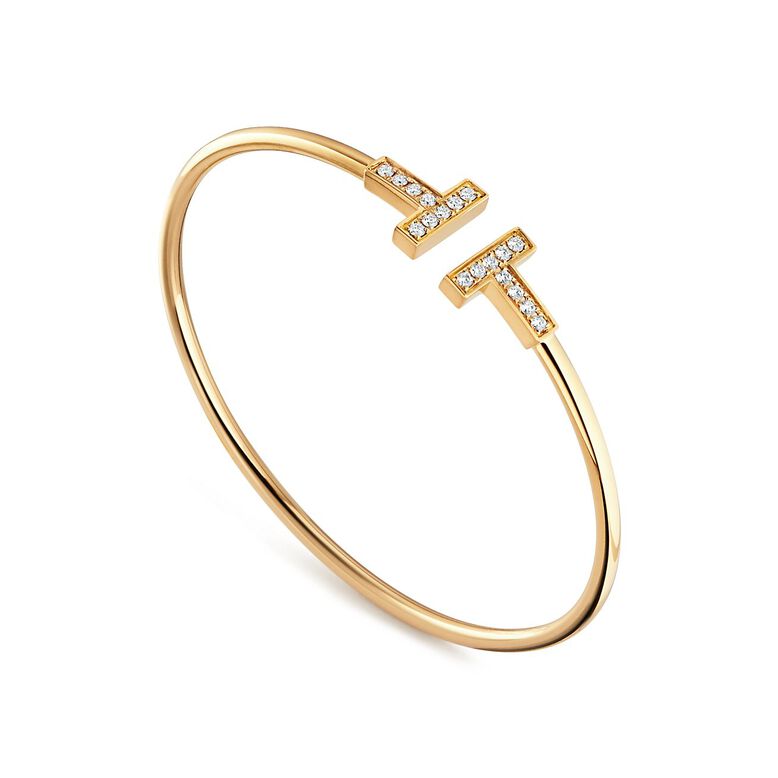 Tiffany T diamond wire bracelet in 18k gold, , hi-res