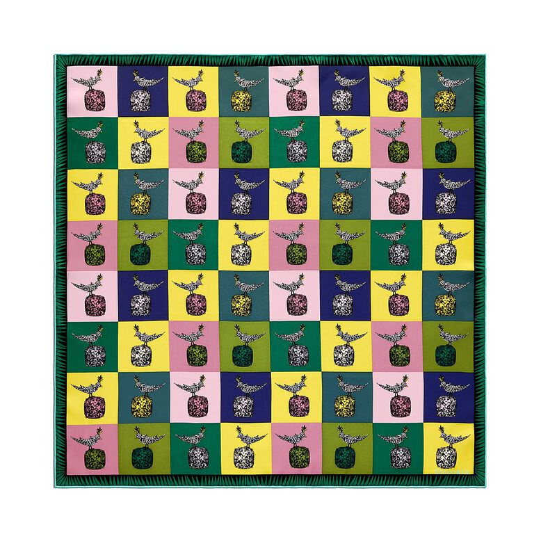 Jean Schlumberger by Tiffany Bird on a Rock Square Scarf in Citrine Yellow Silk, , hi-res