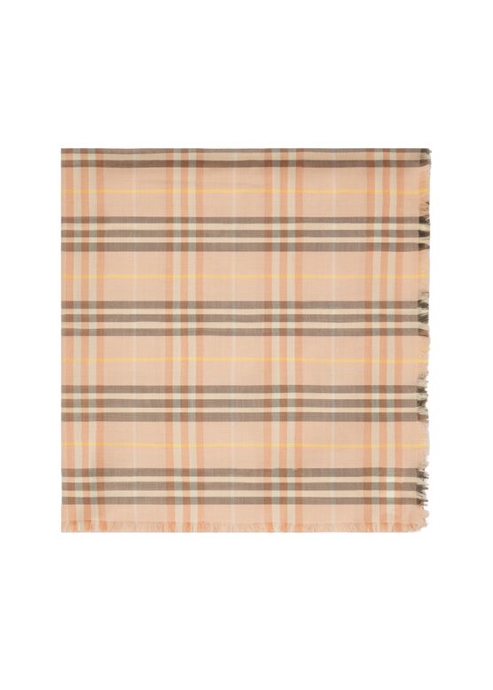 Check Cashmere Silk Scarf, , hi-res