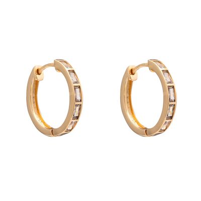 Baguette Cut Hoop Earring  - Gold